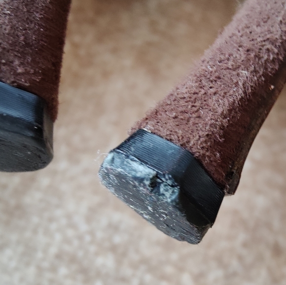 Escada Color Block Black Brown Cream Suede Pointed Toe Ankle Boots - Picture 8 of 14